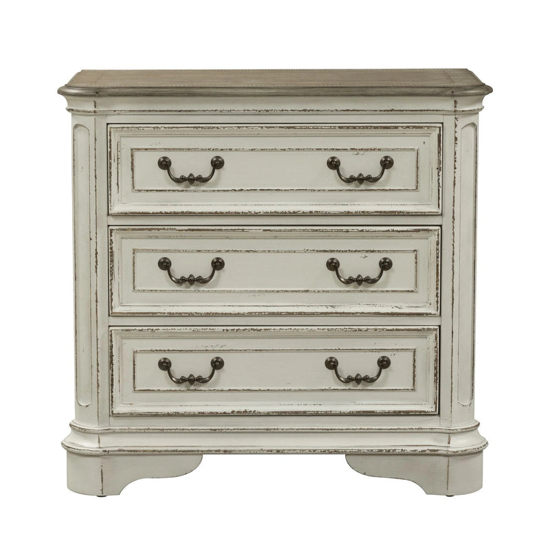 Magnolia Manor 3 Drawer Bedside Chest in Antique White image