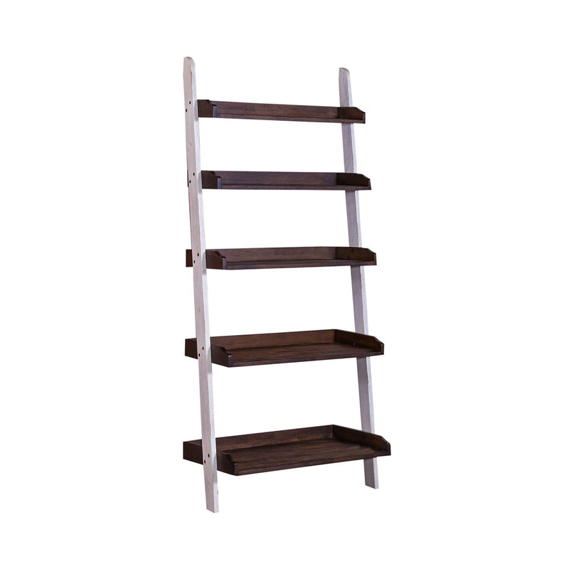 Farmhouse Leaning Bookcase in White/Oak
