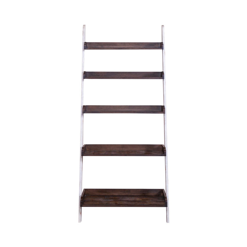 Farmhouse Leaning Bookcase in White/Oak