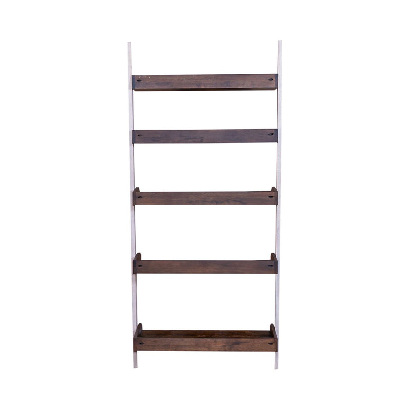 Farmhouse Leaning Bookcase in White/Oak