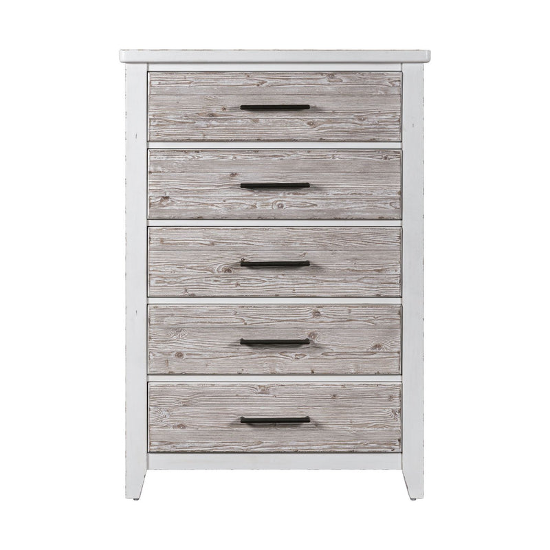 Backroads Drawer Chest in Weathered White/Parchment Brown