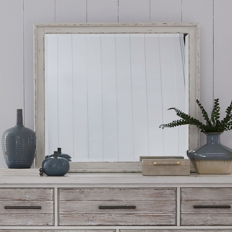 Backroads Landscape Mirror in Weathered White/Parchment Brown image