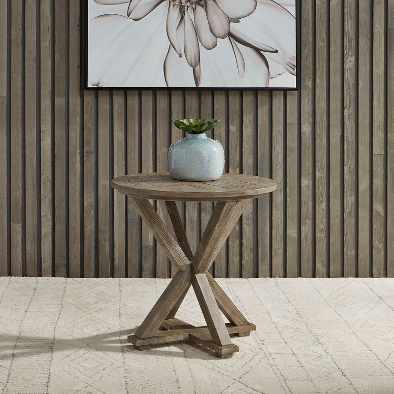 Parkland Falls Round End Table in Weathered Taupe image