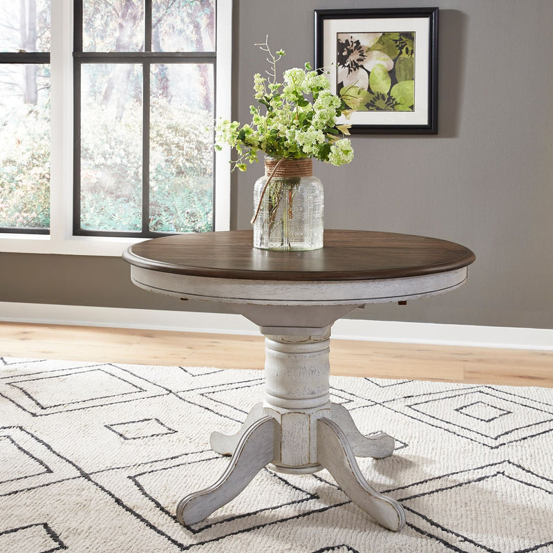 Carolina Crossing Pedestal Table Set- White