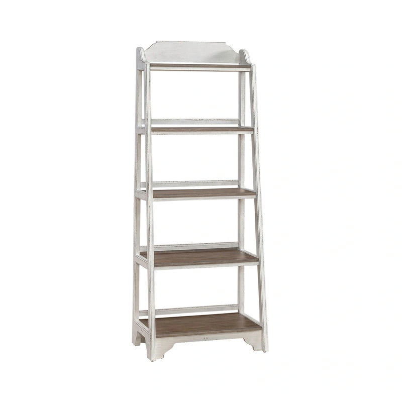 Magnolia Manor Leaning Pier Bookcase in Antique White & Weathered Bark image