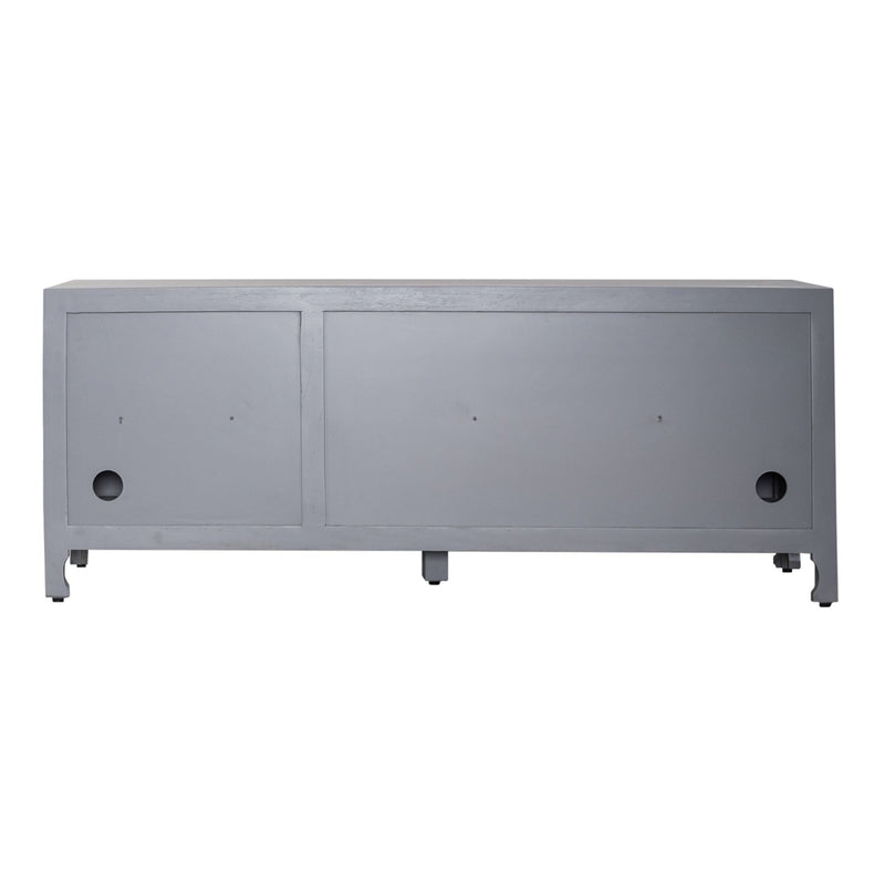 Marisol 65 Inch 3 Door Accent TV Stand in Weathered Honey and Soft Wash Gray image