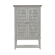 River Place Bar Cabinet in Riverstone White & Tobacco EST SHIP TIME APPX 4 WEEKS image