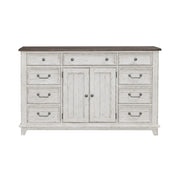River Place 9 Drawer Dresser in Riverstone White and Tobacco image