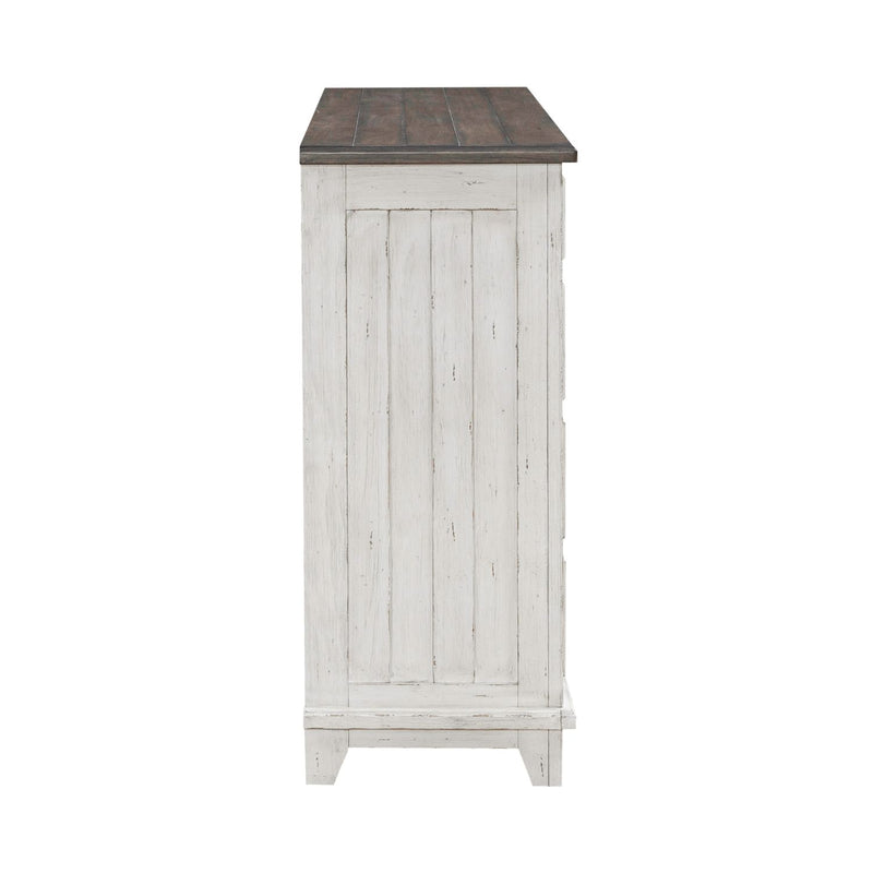 River Place 9 Drawer Dresser in Riverstone White and Tobacco