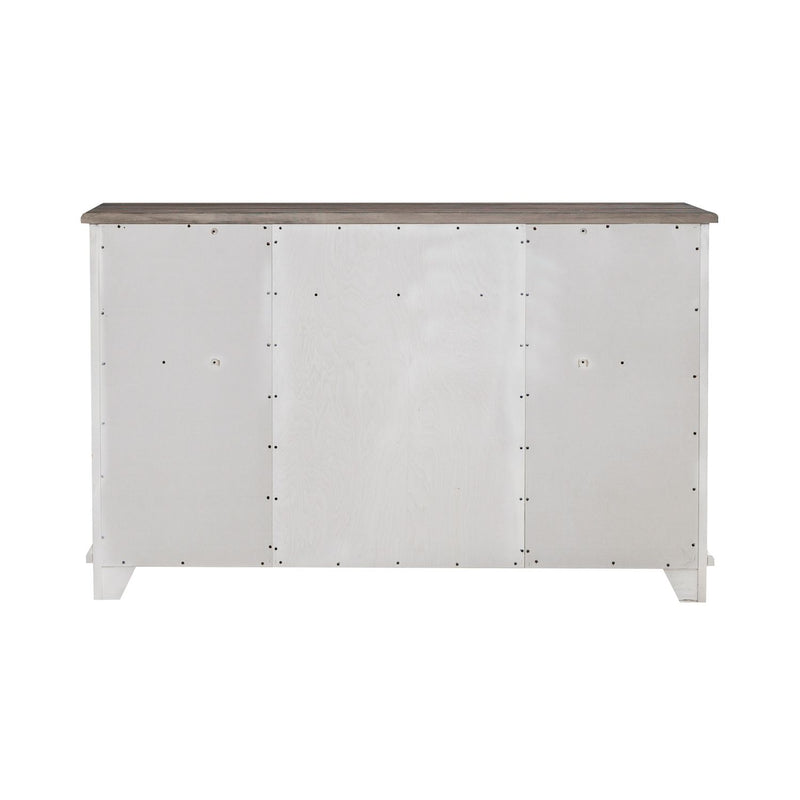 River Place 9 Drawer Dresser in Riverstone White and Tobacco