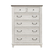 River Place 6 Drawer Chest in Riverstone White and Tobacco image