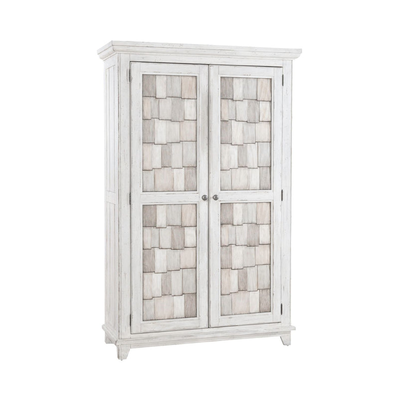 River Place Armoire in Riverstone White and Tobacco