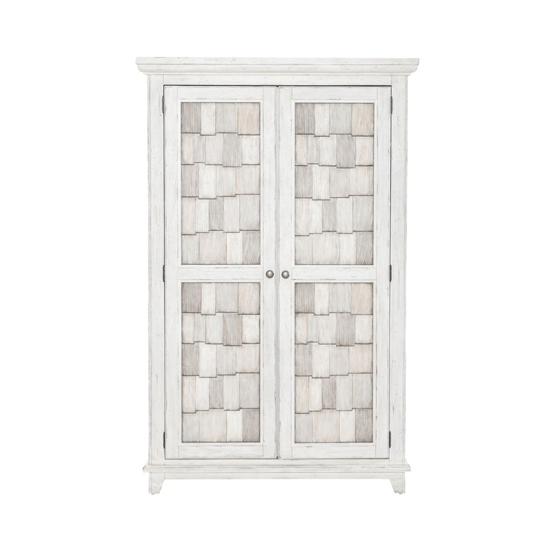 River Place Armoire in Riverstone White and Tobacco