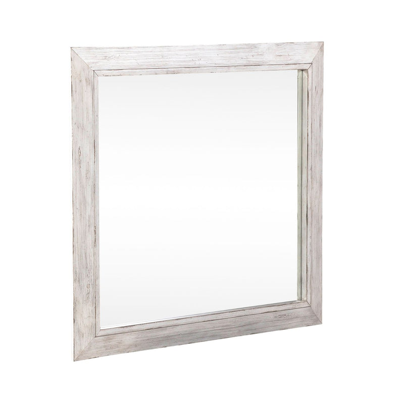 River Place Mirror in Riverstone White and Tobacco