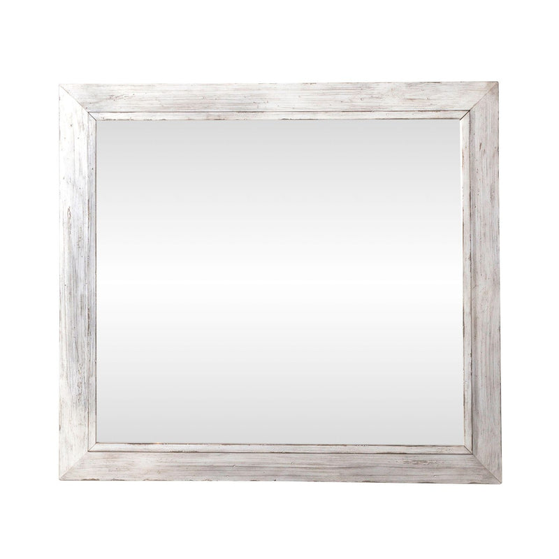 River Place Mirror in Riverstone White and Tobacco