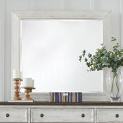 River Place Mirror in Riverstone White and Tobacco image