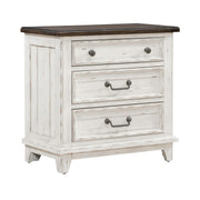 River Place 3 Drawer Nightstand with Charging Station in Riverstone White and Tobacco image