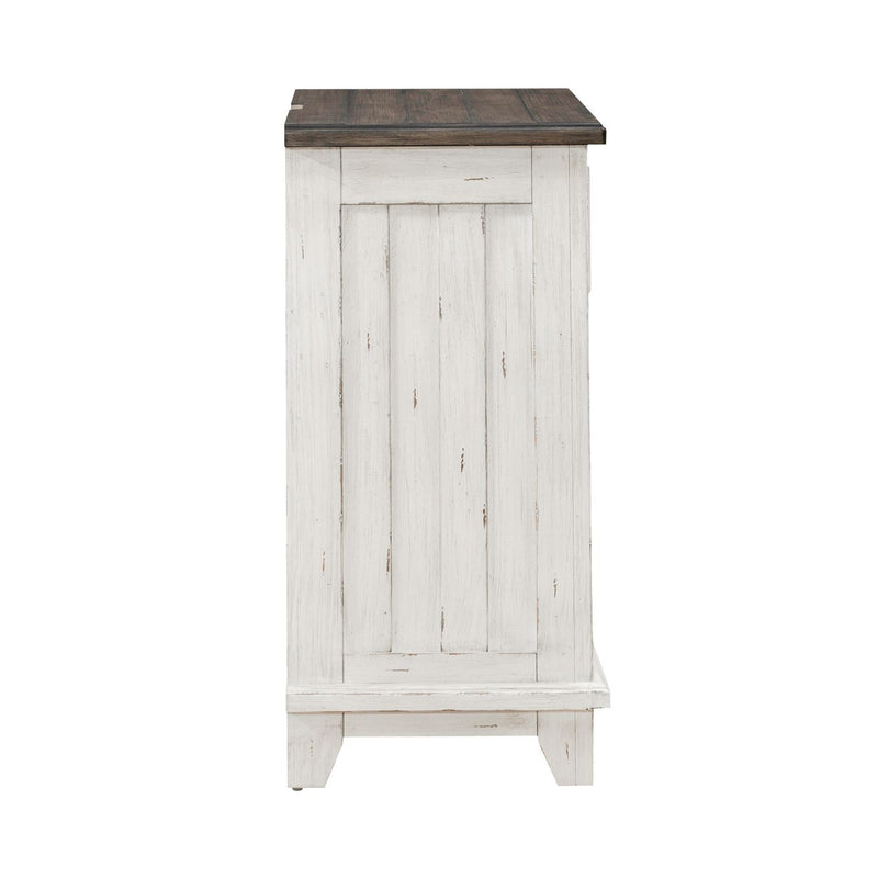 River Place Bedside Chest with Charging Station in Riverstone White and Tobacco