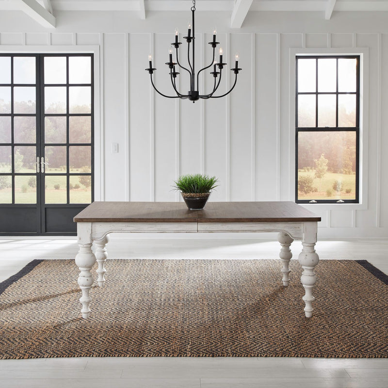 River Place Rectangular Leg Table in Riverstone White & Tobacco image