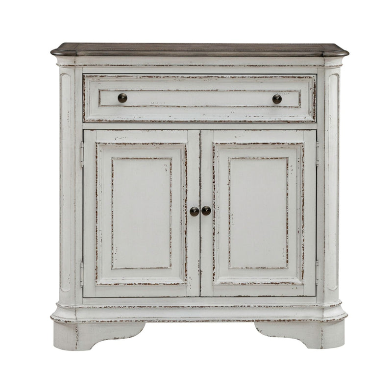 Magnolia Manor Accent Cabinet in Antique White & Weathered Bark EST SHIP TIME APPX 4 WEEKS