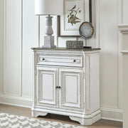 Magnolia Manor Accent Cabinet in Antique White & Weathered Bark EST SHIP TIME APPX 4 WEEKS image