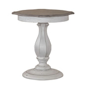 Magnolia Manor Round Accent Table in Antique White Base w/ Weathered Bark Tops image