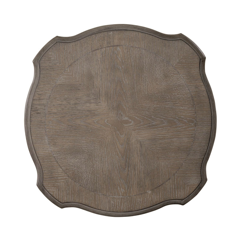 Magnolia Manor Round Accent Table in Antique White Base w/ Weathered Bark Tops