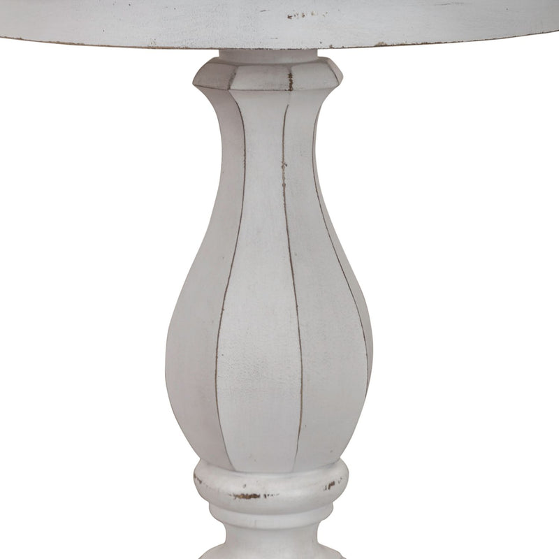 Magnolia Manor Round Accent Table in Antique White Base w/ Weathered Bark Tops