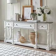 Magnolia Manor 72 Inch Hall Console Table in Antique White Base w/ Weathered Bark Tops image