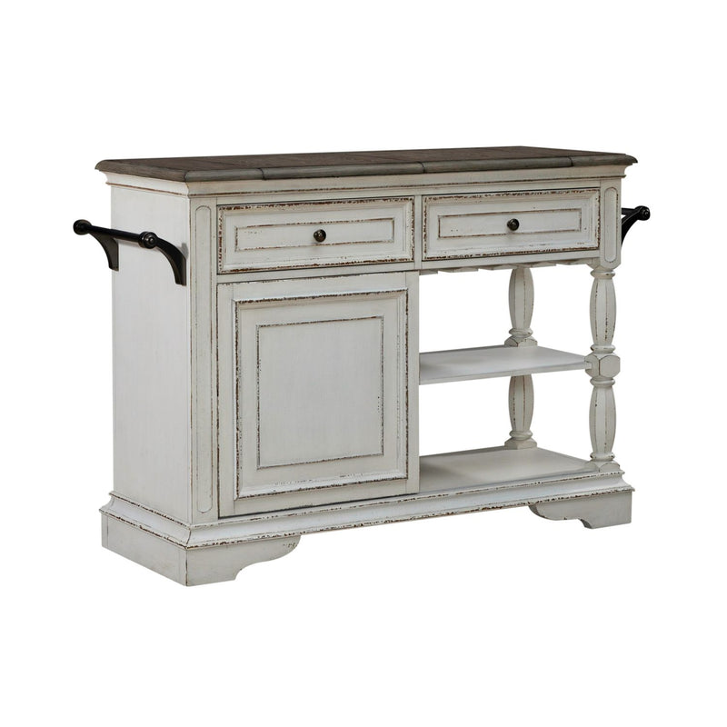 Magnolia Manor Bar Cart in Antique White & Weathered Bark EST SHIP TIME APPX 4 WEEKS