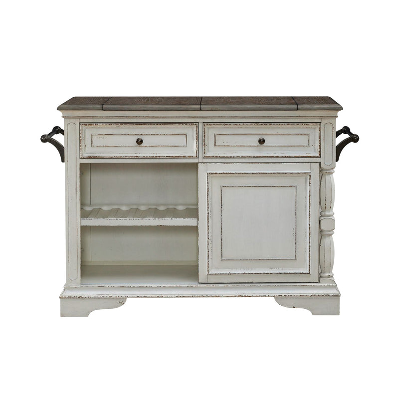 Magnolia Manor Bar Cart in Antique White & Weathered Bark EST SHIP TIME APPX 4 WEEKS