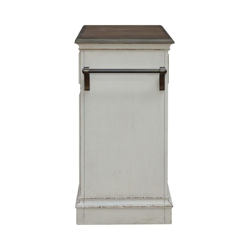 Magnolia Manor Bar Cart in Antique White & Weathered Bark EST SHIP TIME APPX 4 WEEKS