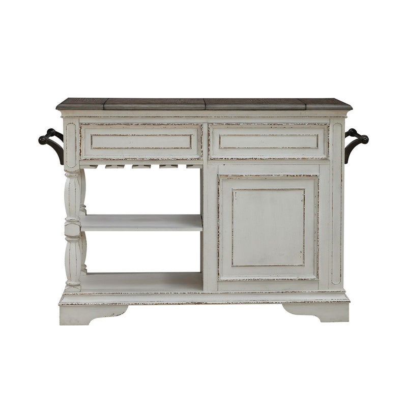 Magnolia Manor Bar Cart in Antique White & Weathered Bark EST SHIP TIME APPX 4 WEEKS