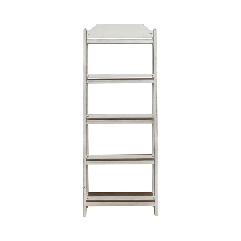 Magnolia Manor Leaning Pier Bookcase in Antique White & Weathered Bark image