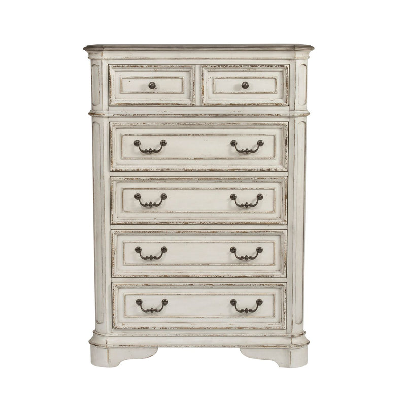 Magnolia Manor King California Upholstered Bed, Dresser & Mirror, Chest