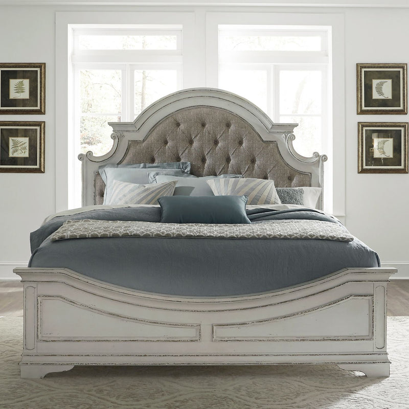 Magnolia Manor King Uph Bed, Dresser & Mirror, Chest