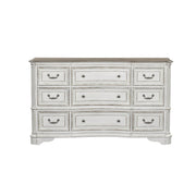 Magnolia Manor Leg 9 Drawer Dresser in Antique White image