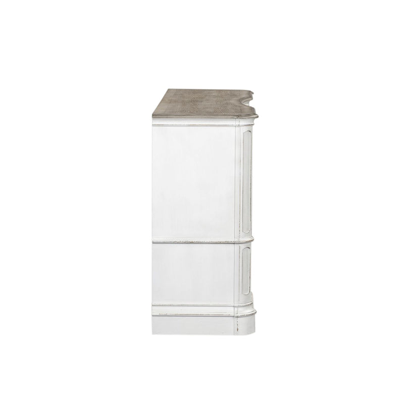 Magnolia Manor Leg 9 Drawer Dresser in Antique White