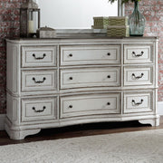 Magnolia Manor Leg 9 Drawer Dresser in Antique White image