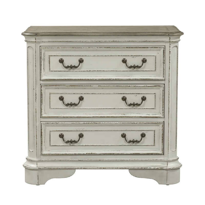 Magnolia Manor 3 Drawer Bedside Chest in Antique White