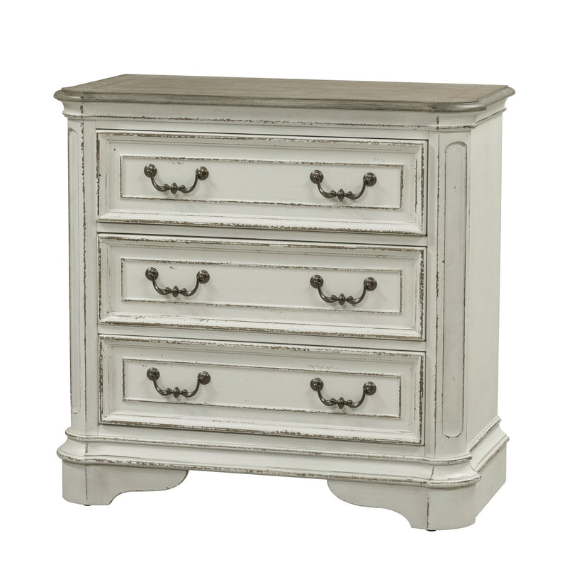 Magnolia Manor 3 Drawer Bedside Chest in Antique White