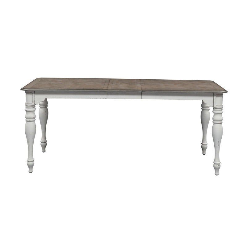 Magnolia Manor Leg Table in Antique White Base w/ Weathered Bark Tops