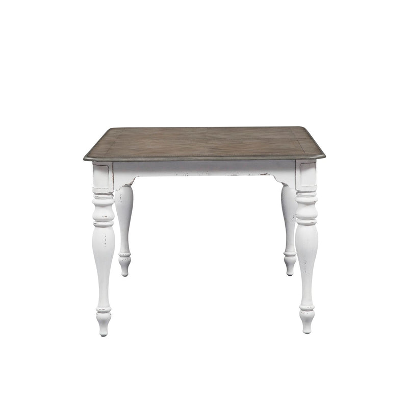 Magnolia Manor Leg Table in Antique White Base w/ Weathered Bark Tops image