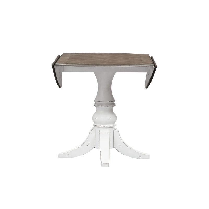 Magnolia Manor Drop Leaf Table in Antique White Base w/ Weathered Bark Tops image