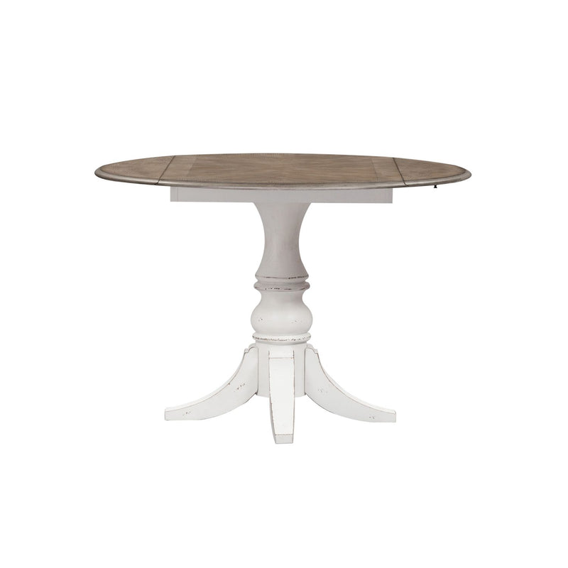 Magnolia Manor Drop Leaf Table in Antique White Base w/ Weathered Bark Tops image