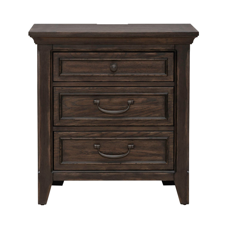 Paradise Valley Nightstand with Charging Station in Saddle Brown