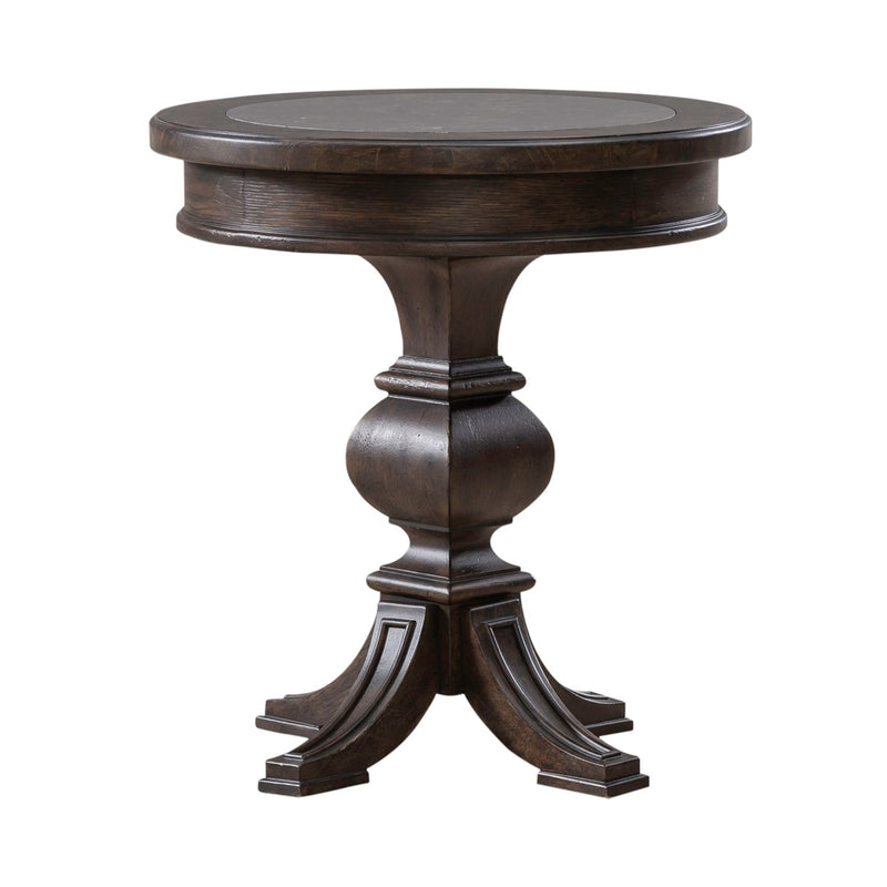 Paradise Valley Round Chairside Table in Saddle Brown