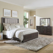 Modern Edge King Uph Bed, Dresser & Mirror image