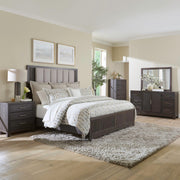 Modern Edge King Uph Bed, Dresser & Mirror, Chest, Night Stand image