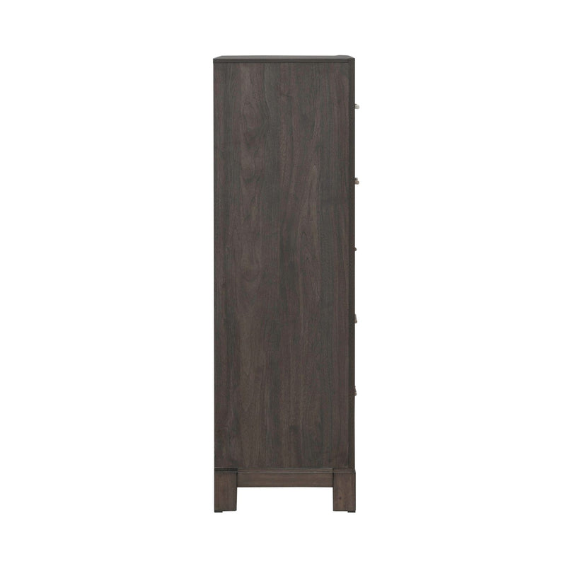 Modern Edge 5 Drawer Chest in Caffe